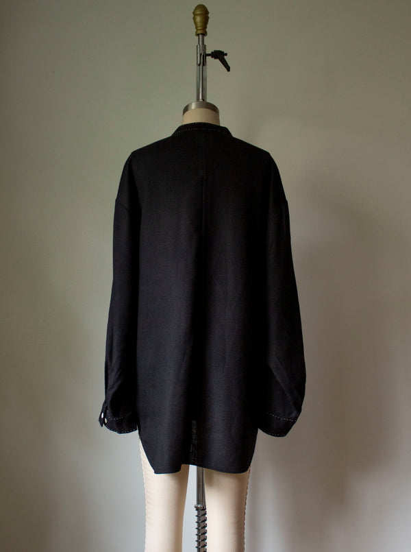 N° 224 hand-stitched banded collar shirt - M