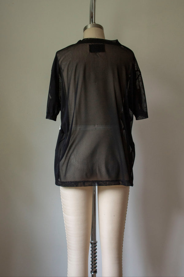 N° 249 sheer mesh multi-pressed flower t-shirt - S