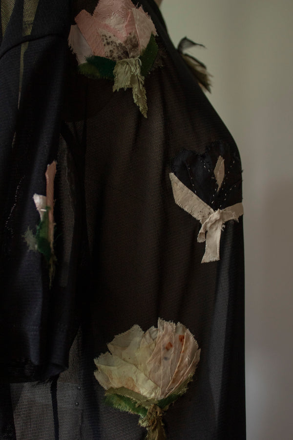 N° 249 sheer mesh multi-pressed flower t-shirt - S