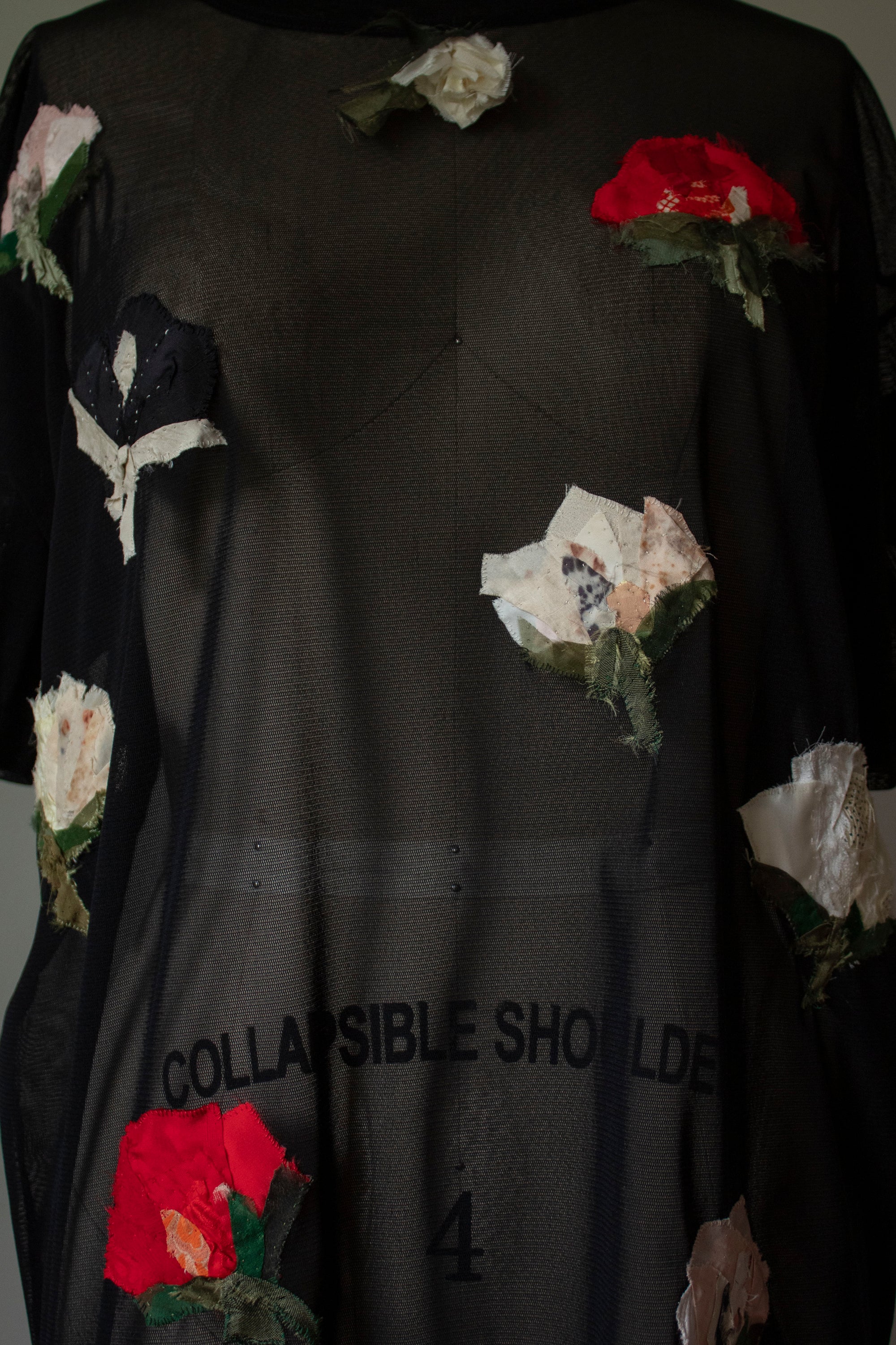 N° 249 sheer mesh multi-pressed flower t-shirt - S