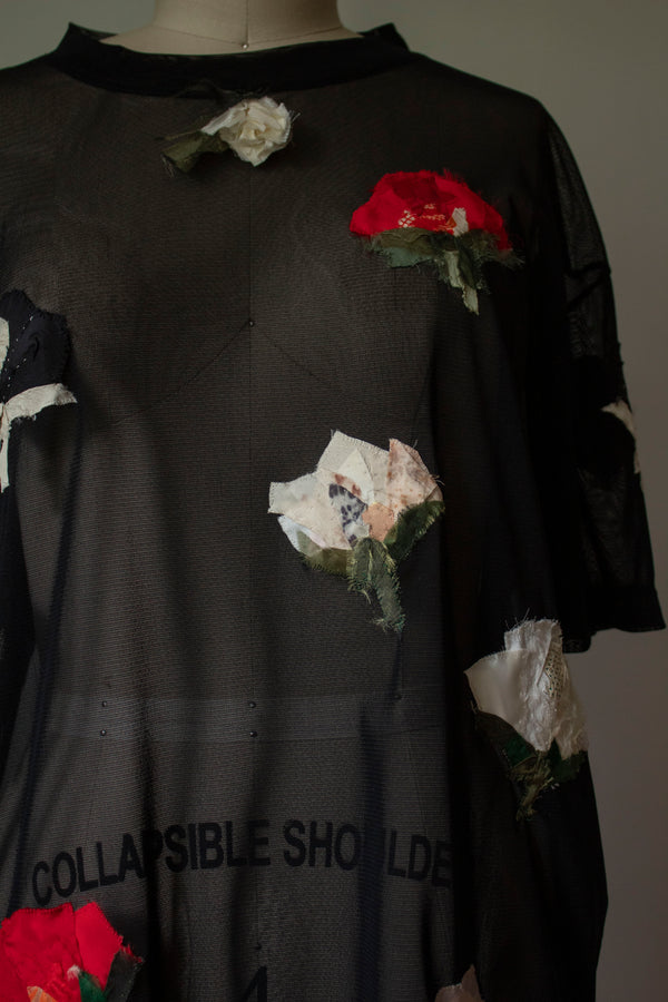 N° 249 sheer mesh multi-pressed flower t-shirt - S