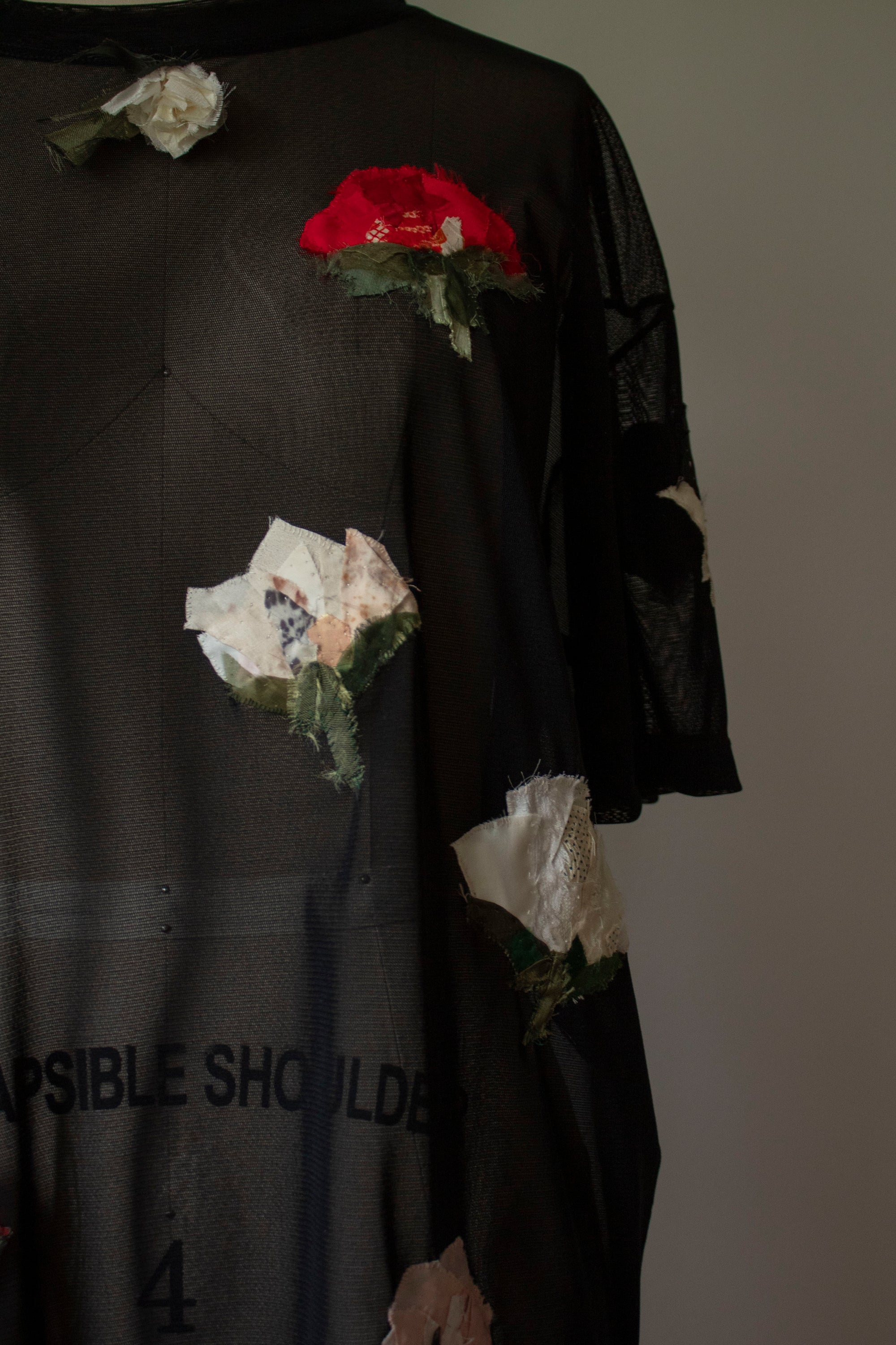 N° 249 sheer mesh multi-pressed flower t-shirt - S