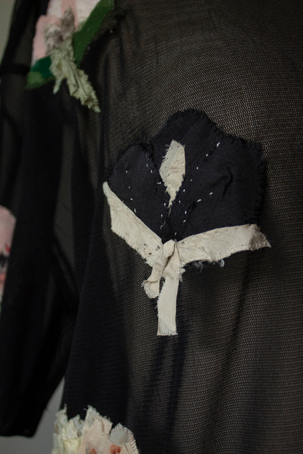 N° 249 sheer mesh multi-pressed flower t-shirt - S