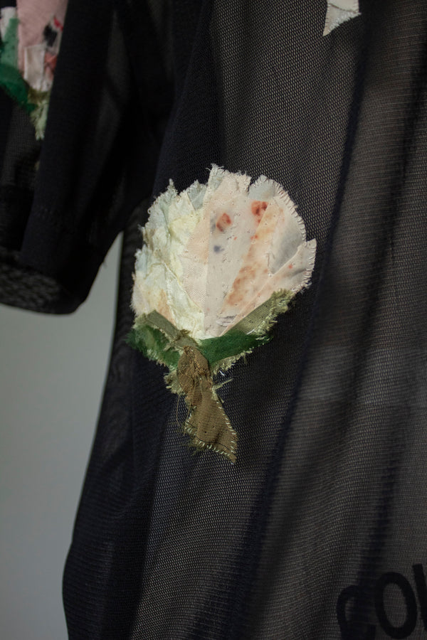 N° 249 sheer mesh multi-pressed flower t-shirt - S