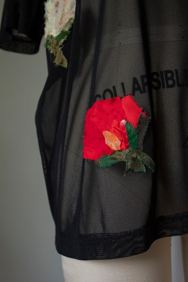 N° 249 sheer mesh multi-pressed flower t-shirt - S