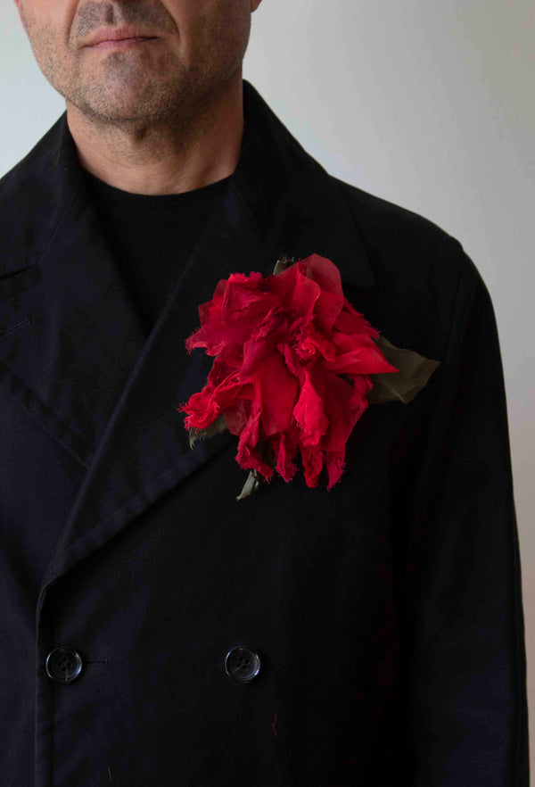 N° 51 crushed bloom brooch - ume red - L