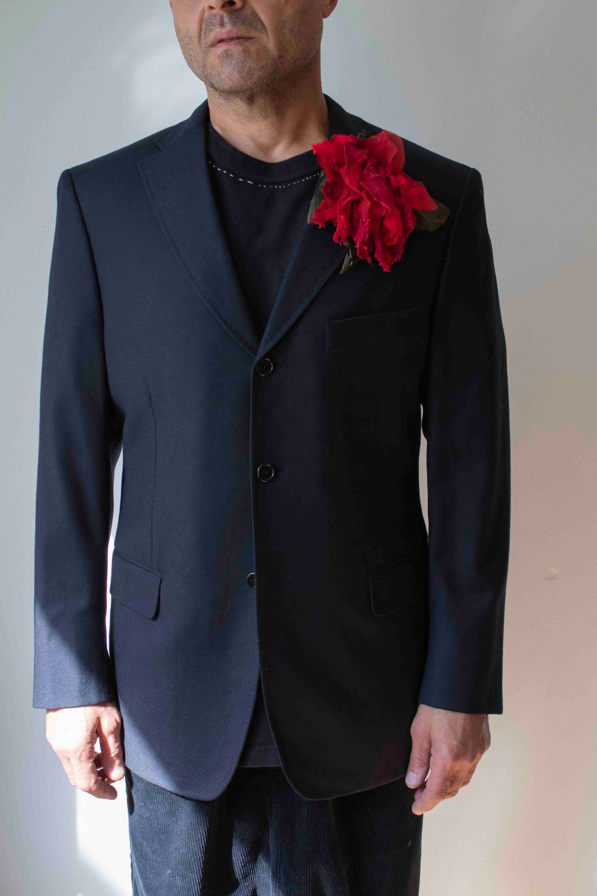 N° 51 crushed bloom brooch - ume red - L