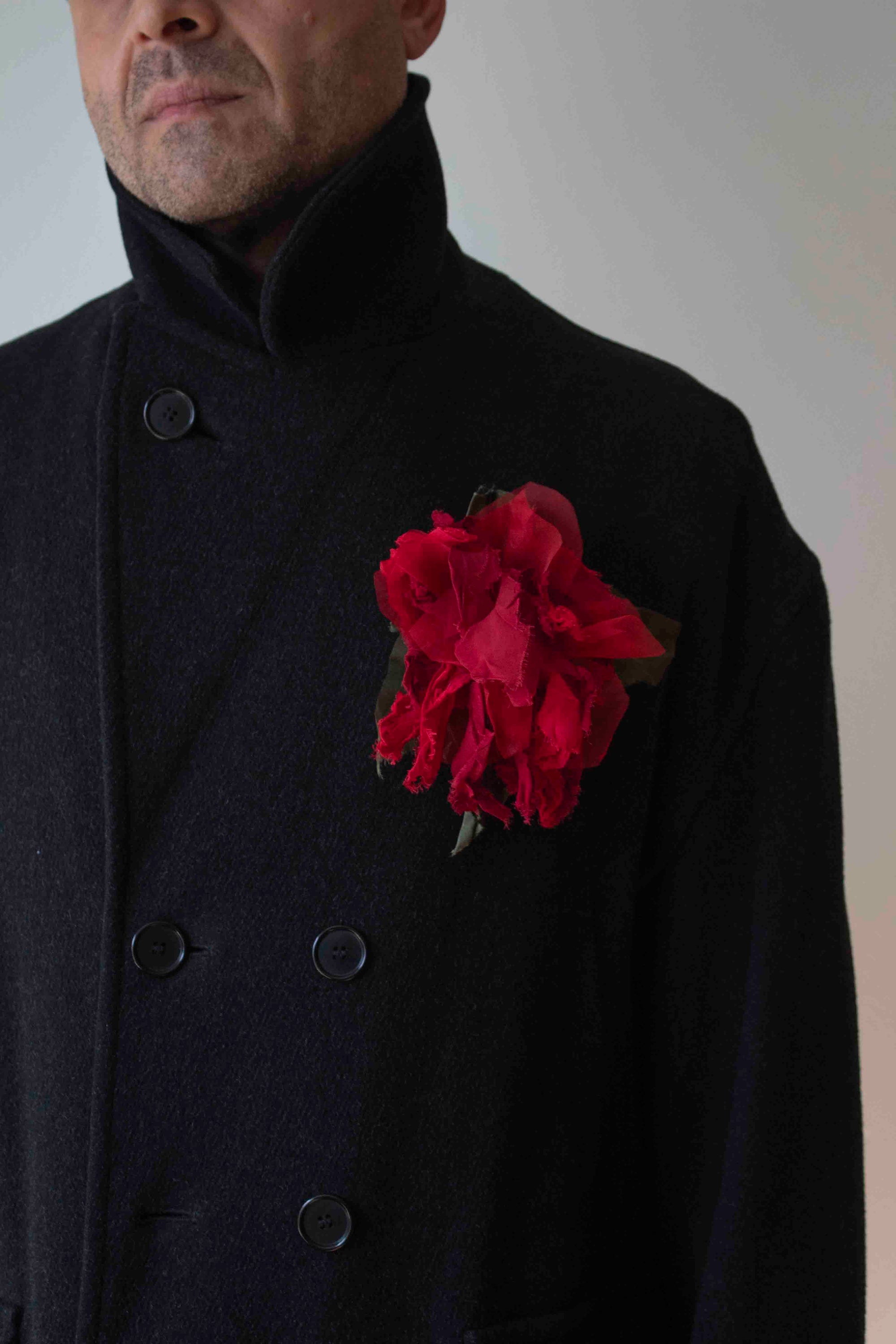 N° 51 crushed bloom brooch - ume red - L