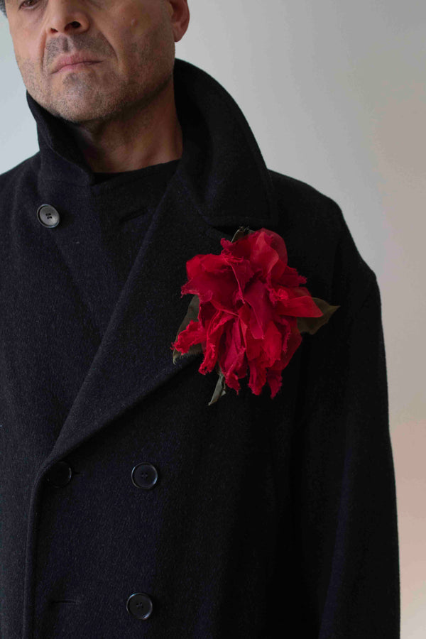 N° 51 crushed bloom brooch - ume red - L