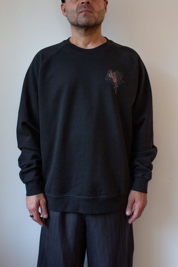 N° 356 pressed flower heavyweight sweatshirt - sumi black/choco brown