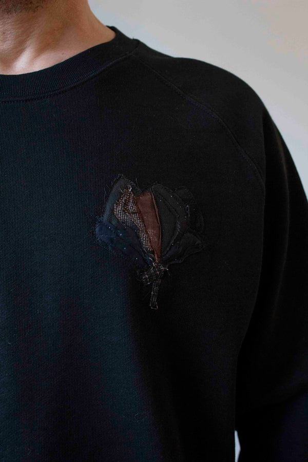 N° 356 pressed flower heavyweight sweatshirt - sumi black/choco brown