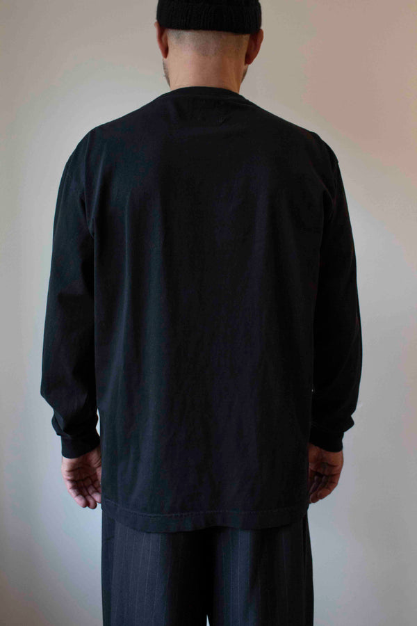 N° 355 pressed flower long sleeve T-shirt - sumi black/fuji lilac