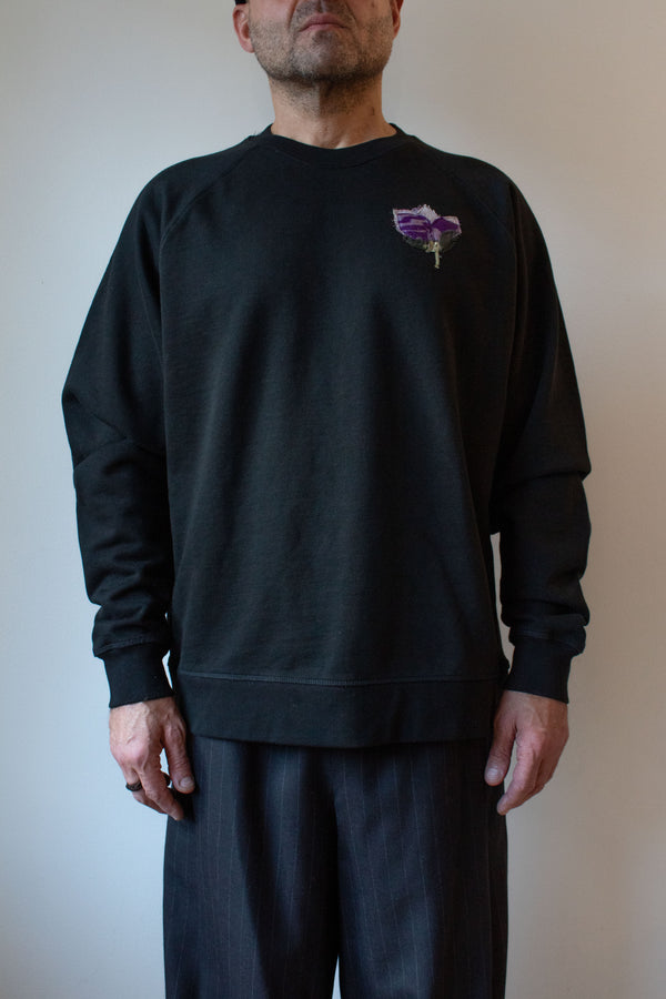 N° 356 pressed flower heavyweight sweatshirt - sumi black/nasu purple