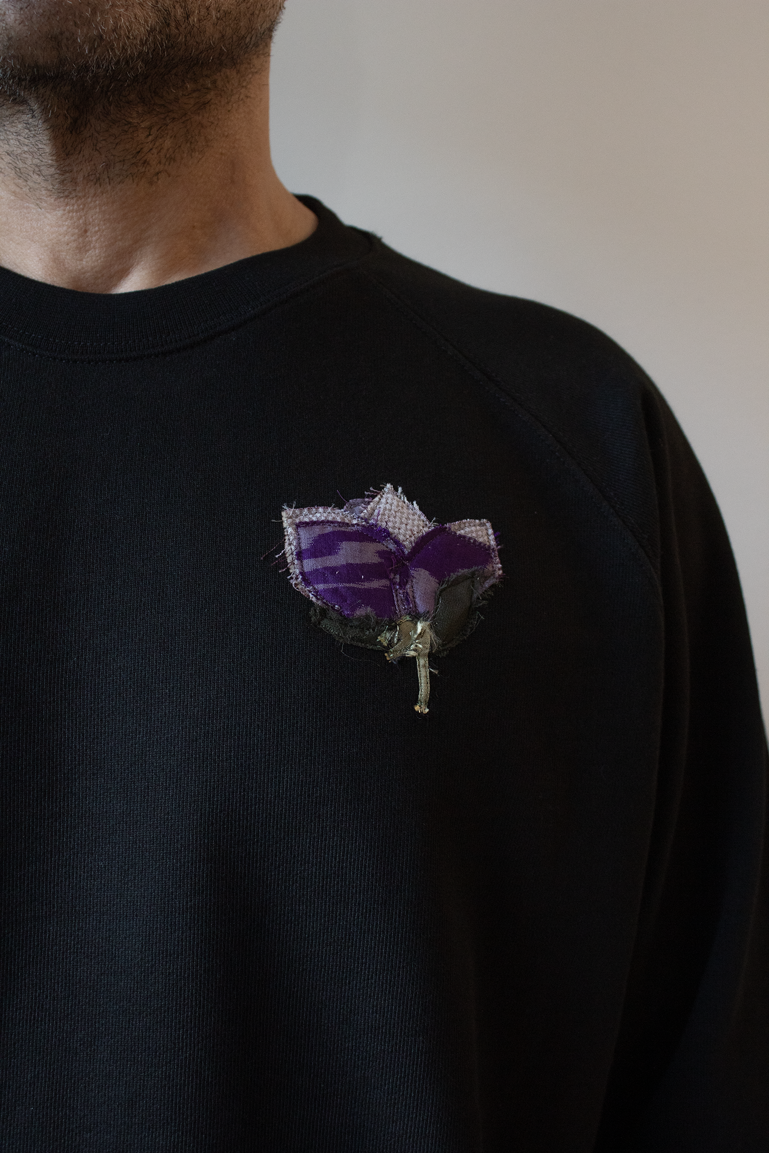 N° 356 pressed flower heavyweight sweatshirt - sumi black/nasu purple