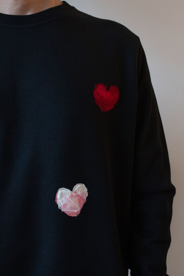 N° 356 pressed heart heavyweight brushed sweatshirt - sumi black