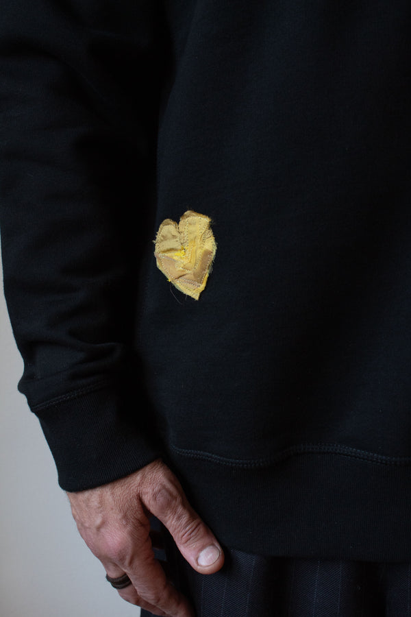 N° 356 pressed heart heavyweight brushed sweatshirt - sumi black