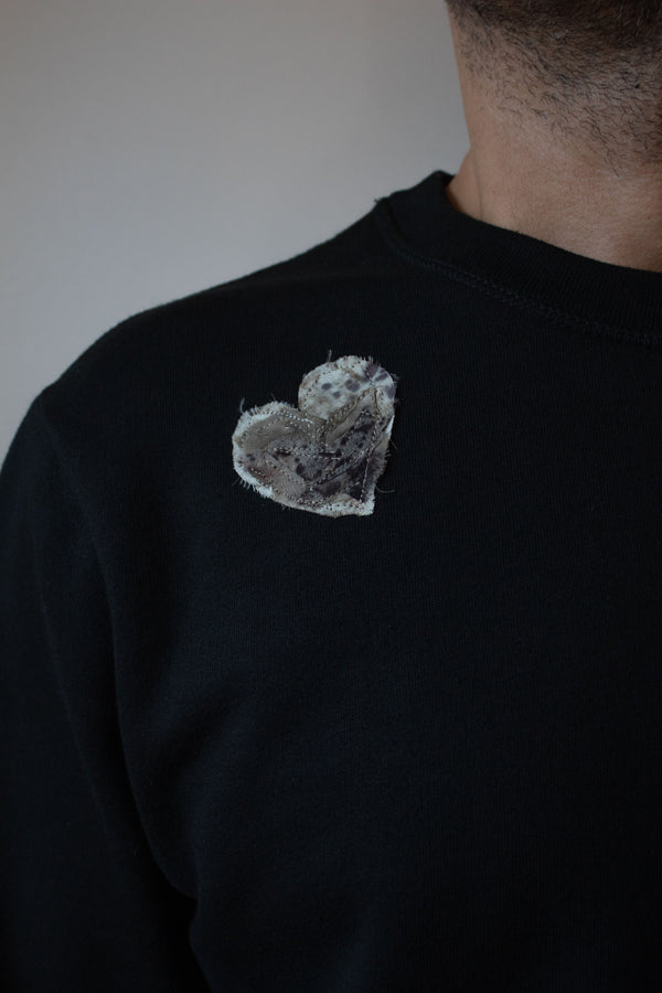 N° 356 pressed heart heavyweight brushed sweatshirt - sumi black
