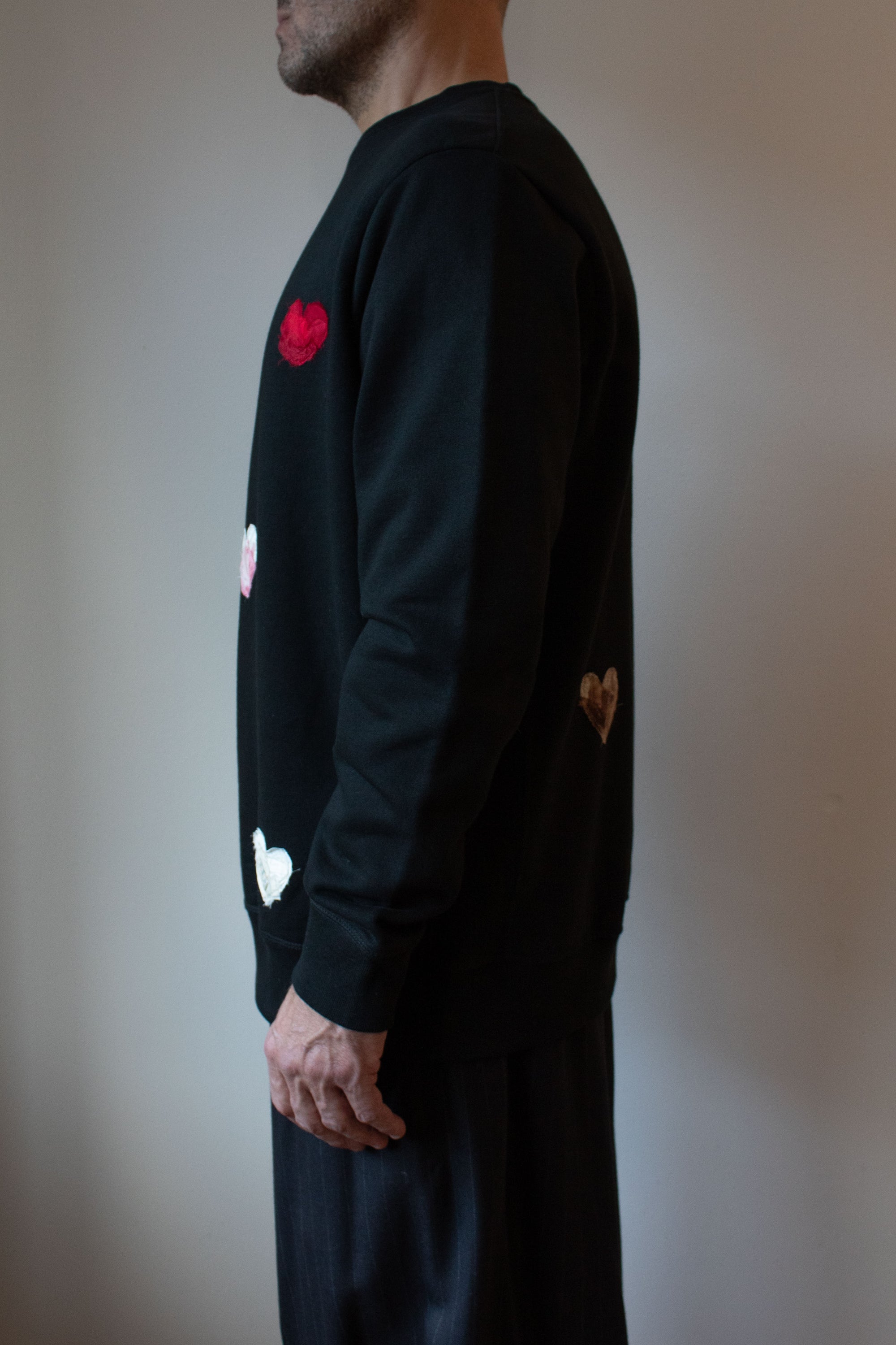 N° 356 pressed heart heavyweight brushed sweatshirt - sumi black