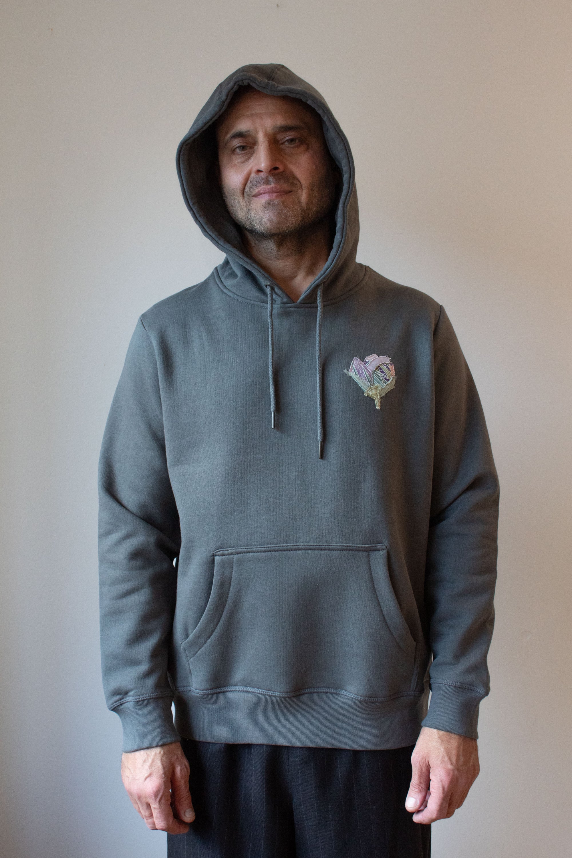 N° 306 pressed flower heavyweight brushed hoodie - serow grey/fuji lilac