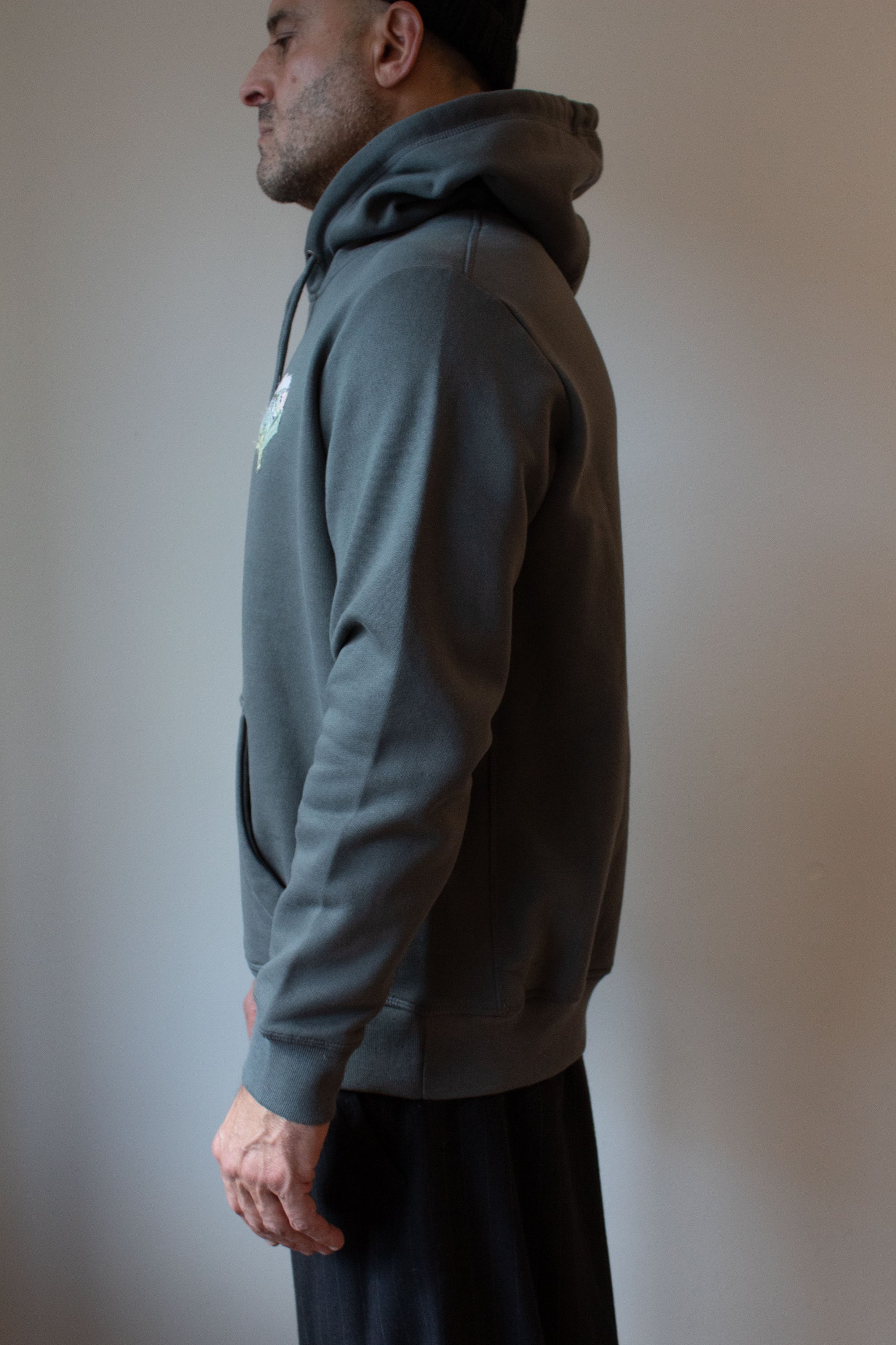 N° 306 pressed flower heavyweight brushed hoodie - serow grey/fuji lilac