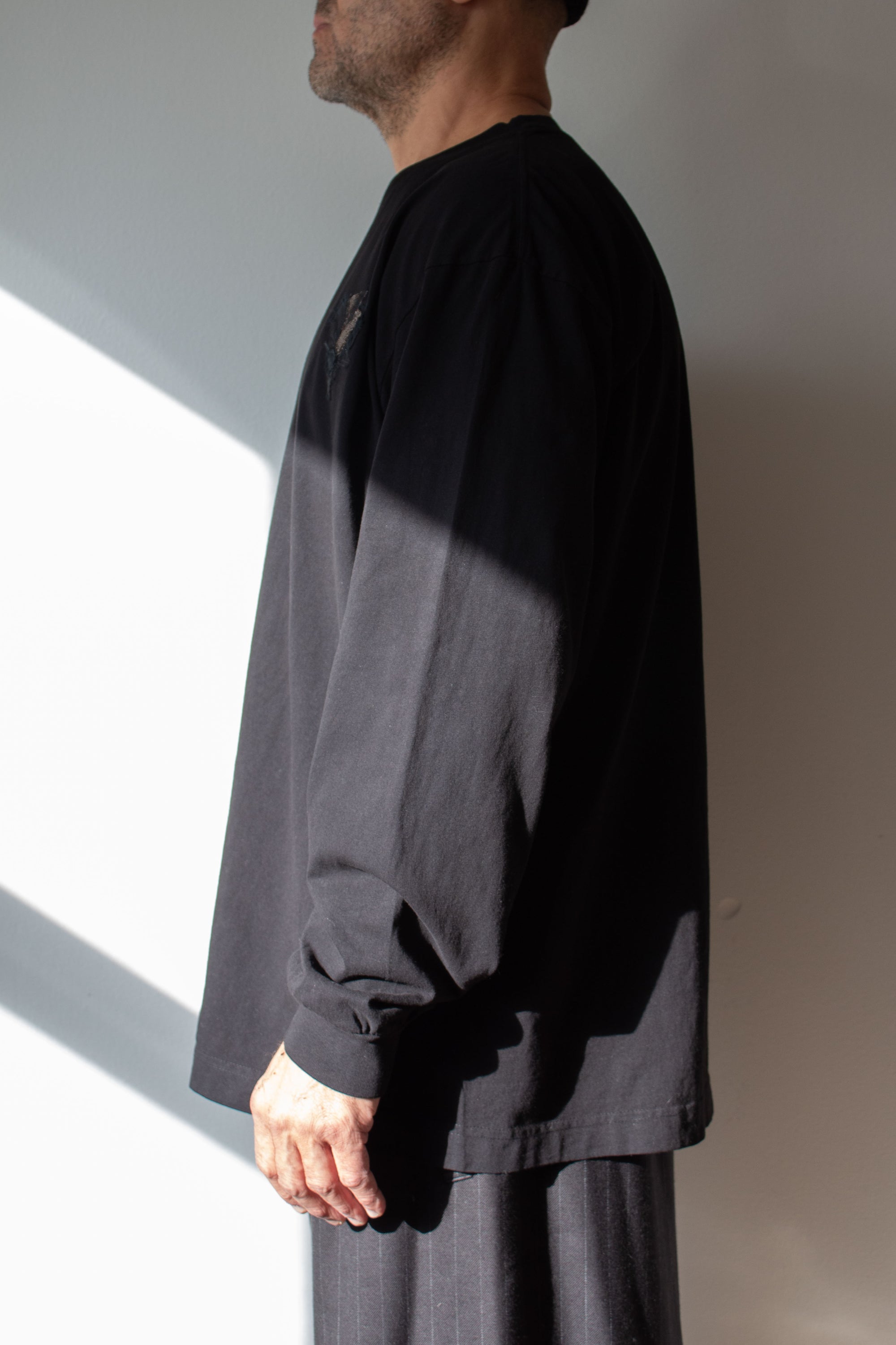 N° 355 pressed flower long sleeve T-shirt - sumi black