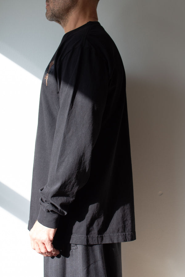 N° 355 pressed flower long sleeve T-shirt - sumi black