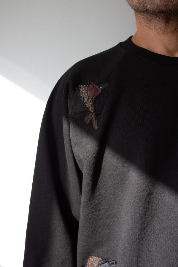 N° 356 pressed flower heavyweight sweatshirt - sumi black