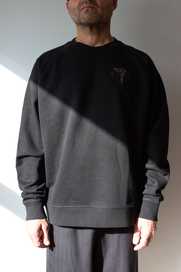 N° 356 pressed flower heavyweight sweatshirt - sumi black/choco brown