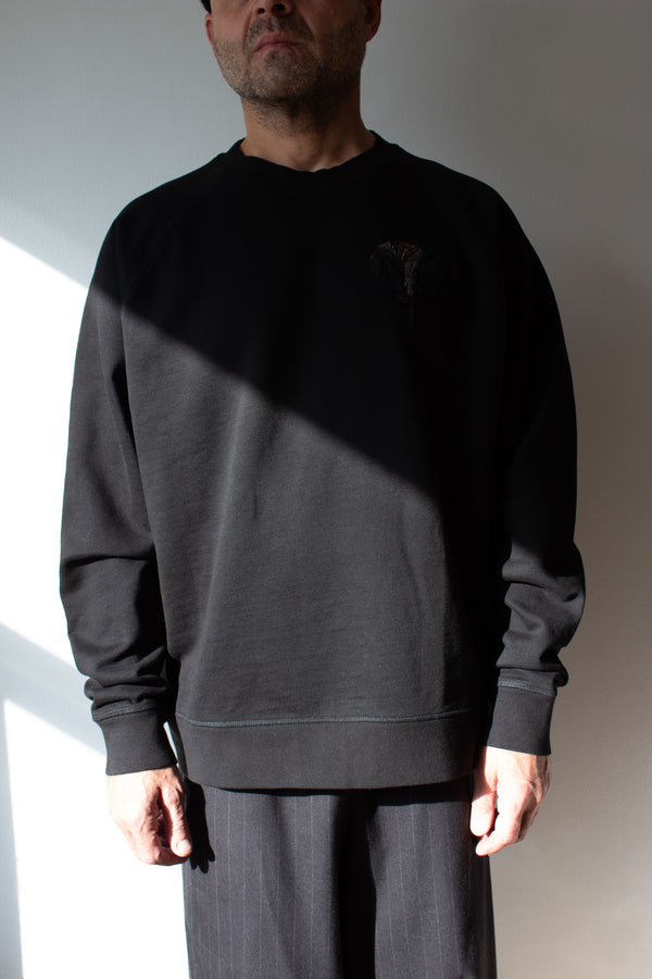 N° 356 pressed flower heavyweight sweatshirt - sumi black/choco brown