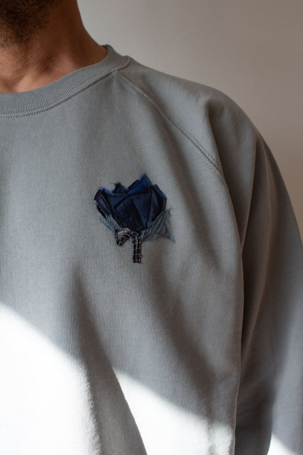 N° 356 pressed flower heavyweight sweatshirt - mizu blue