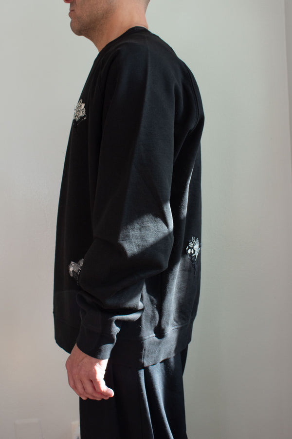 N° 356 multi pressed flower heavyweight sweatshirt - sumi black/yuki white