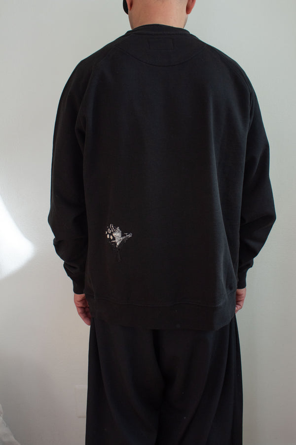 N° 356 multi pressed flower heavyweight sweatshirt - sumi black/yuki white