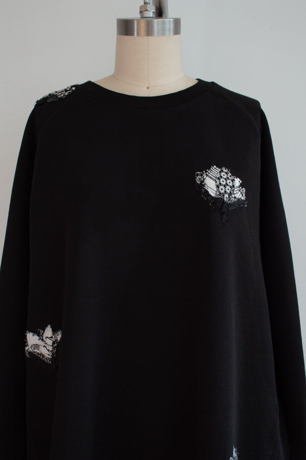 N° 356 multi pressed flower heavyweight sweatshirt - sumi black/yuki white