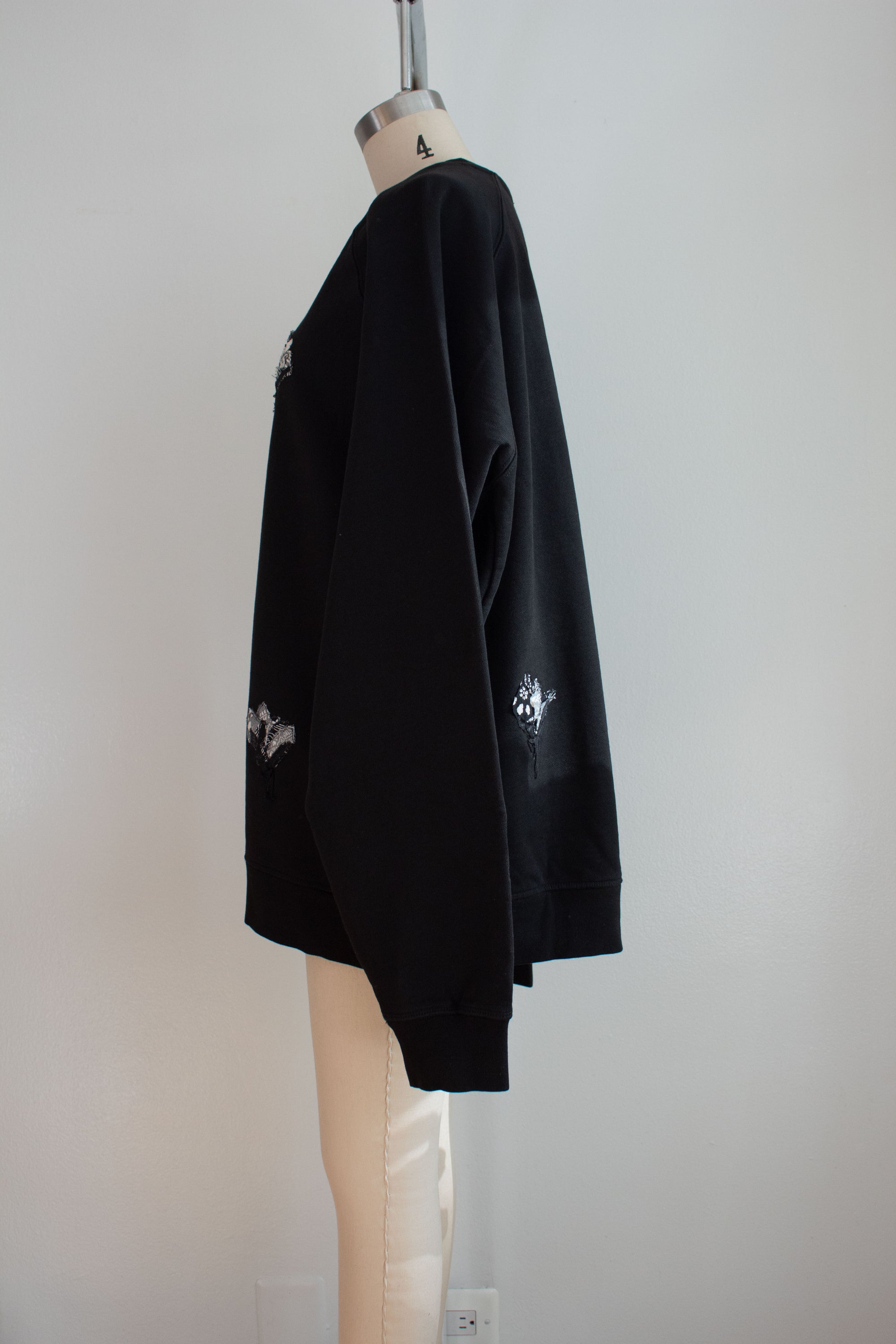 N° 356 multi pressed flower heavyweight sweatshirt - sumi black/yuki white