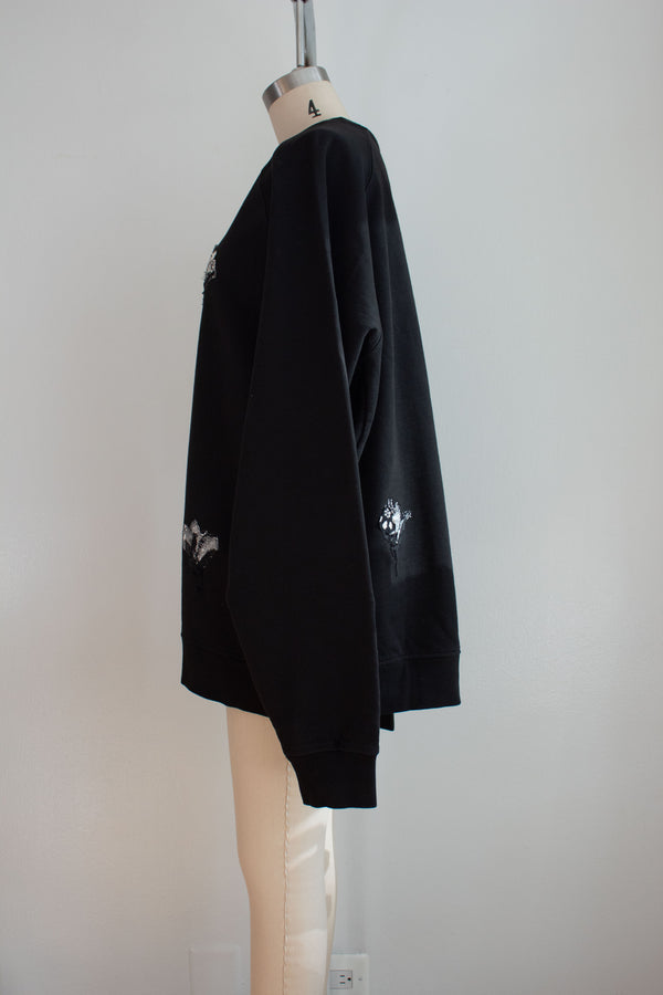 N° 356 multi pressed flower heavyweight sweatshirt - sumi black/yuki white