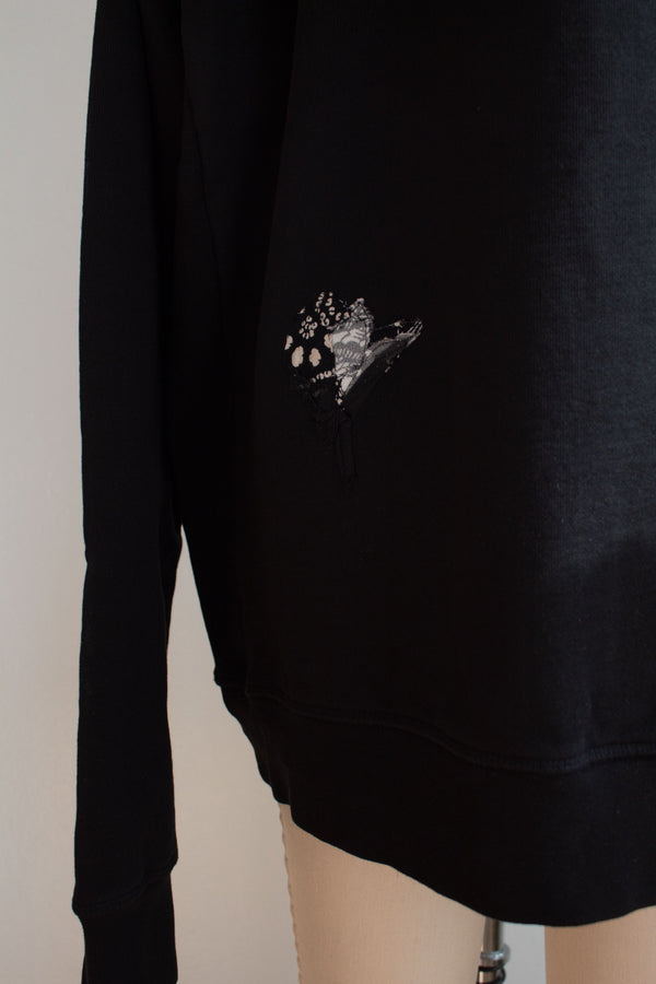 N° 356 multi pressed flower heavyweight sweatshirt - sumi black/yuki white