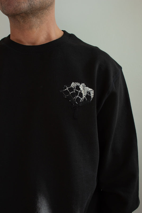 N° 356 pressed flower heavyweight sweatshirt - sumi black/yuki white