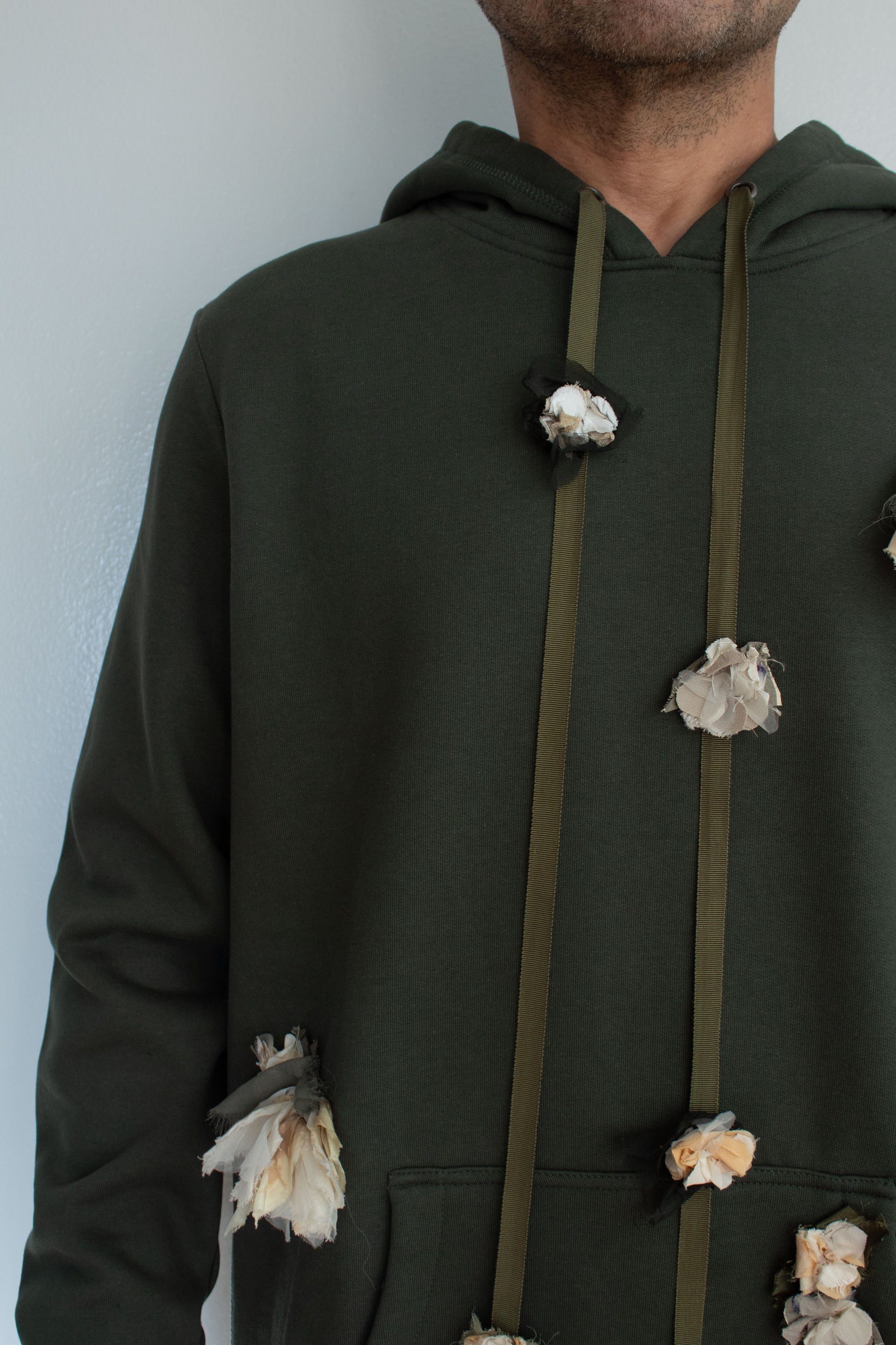 N° 306 multi crushed blooms heavyweight brushed hoodie - chitose green