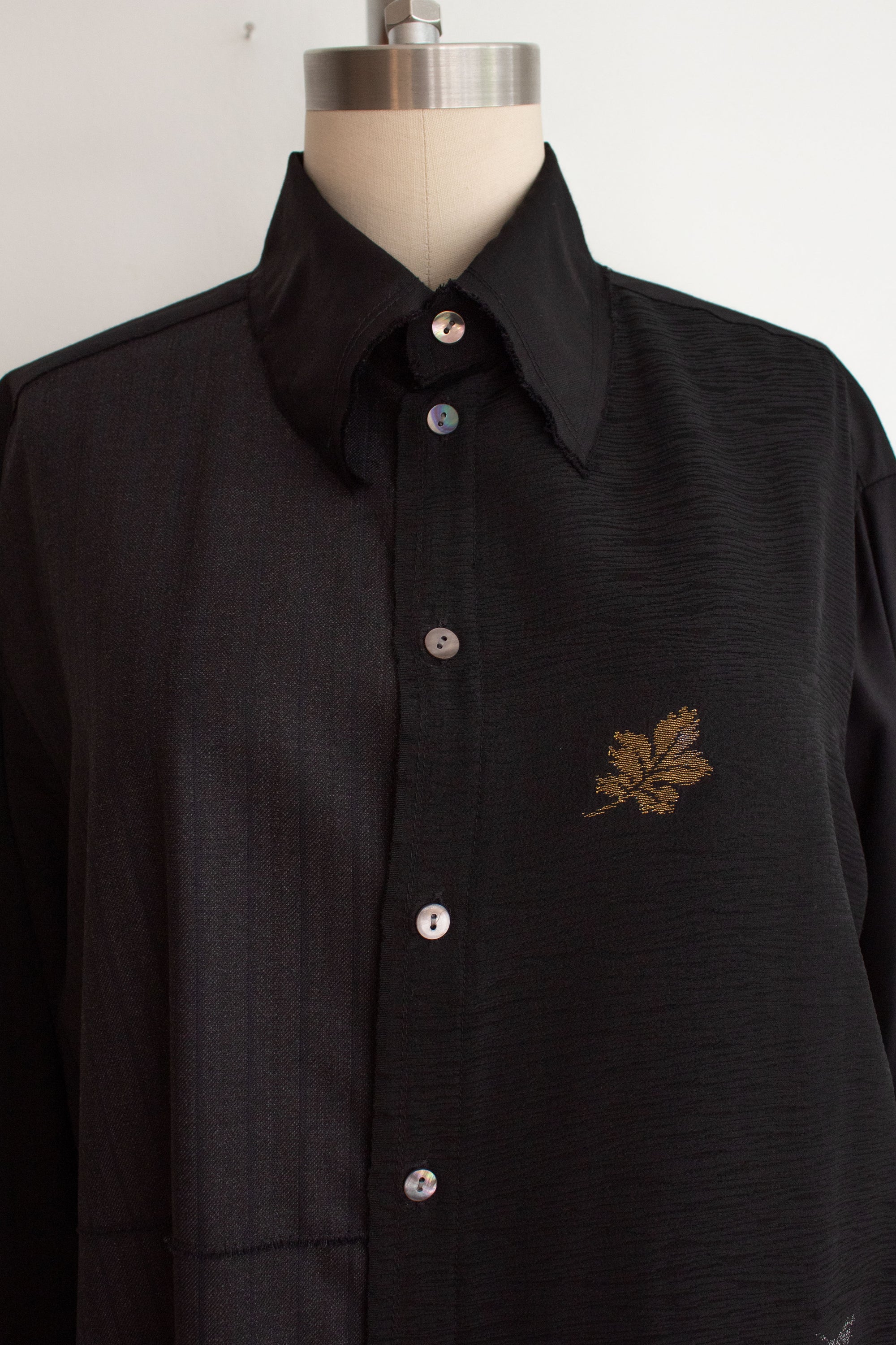 N° 225  paneled pinstripe haori shirt -  S