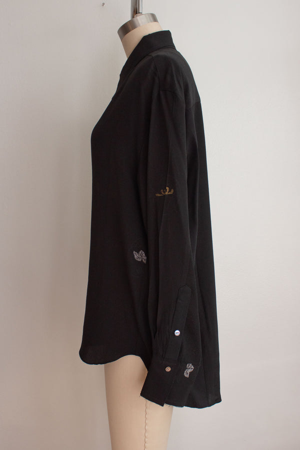N° 225  paneled pinstripe haori shirt -  S