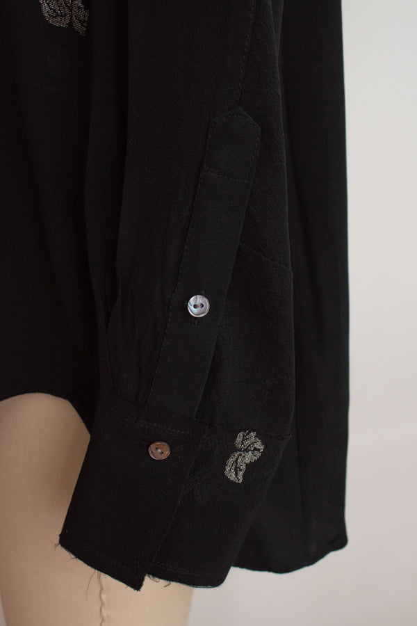N° 225  paneled pinstripe haori shirt -  S