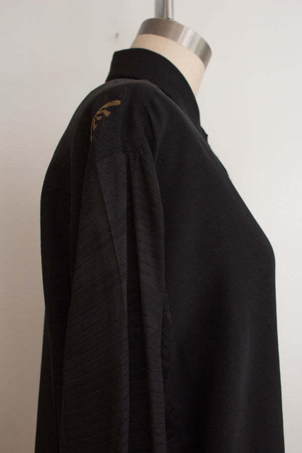 N° 225  paneled pinstripe haori shirt -  S