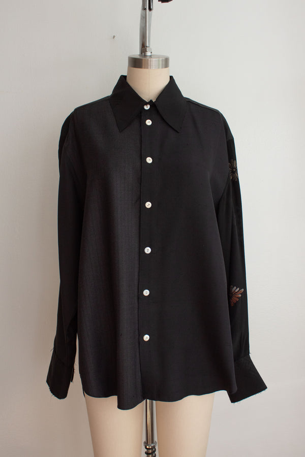 N° 225  paneled pinstripe haori shirt -  M