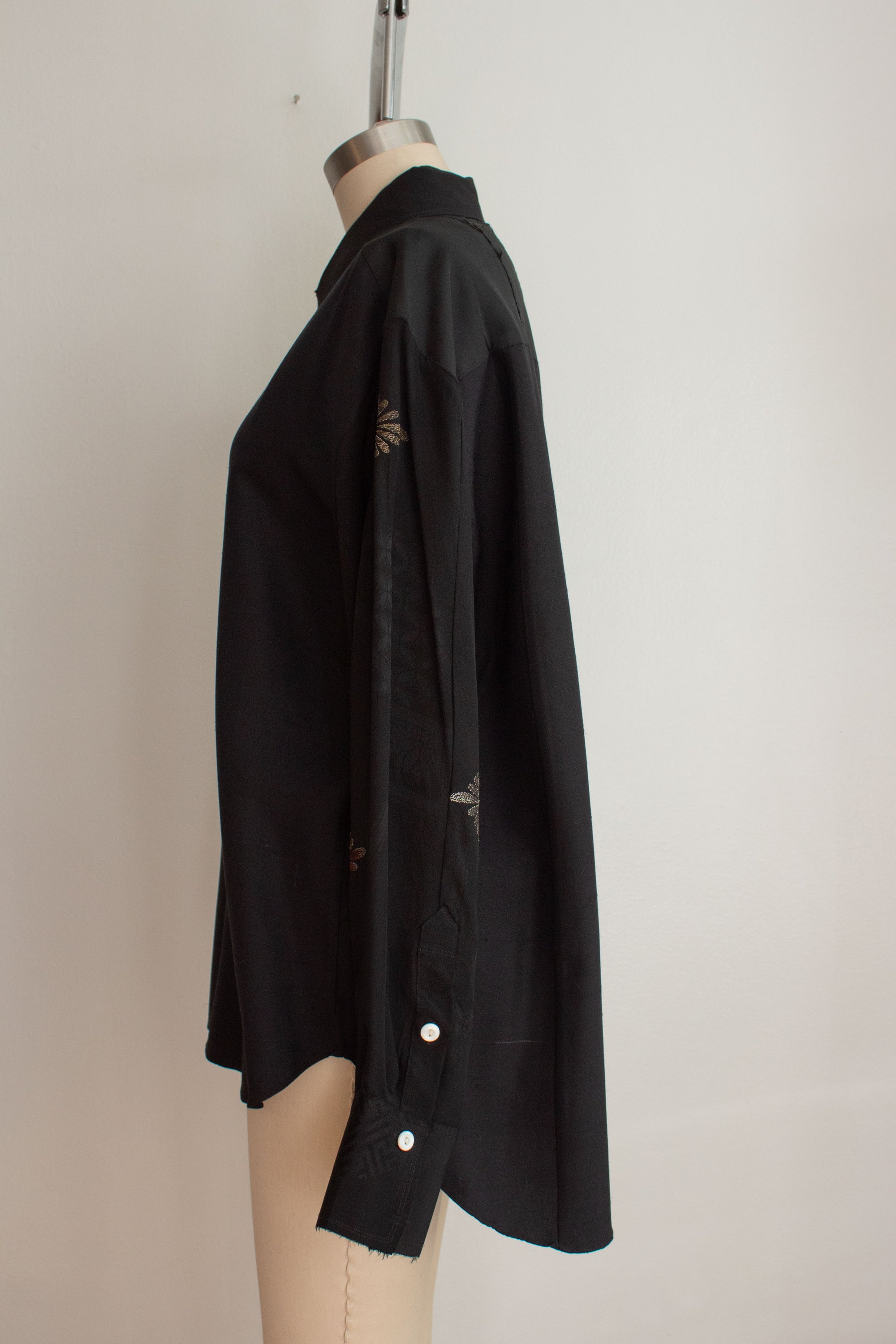N° 225  paneled pinstripe haori shirt -  M