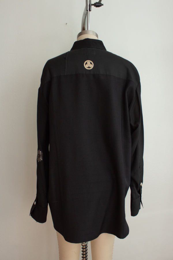 N° 225  paneled pinstripe haori shirt -  M