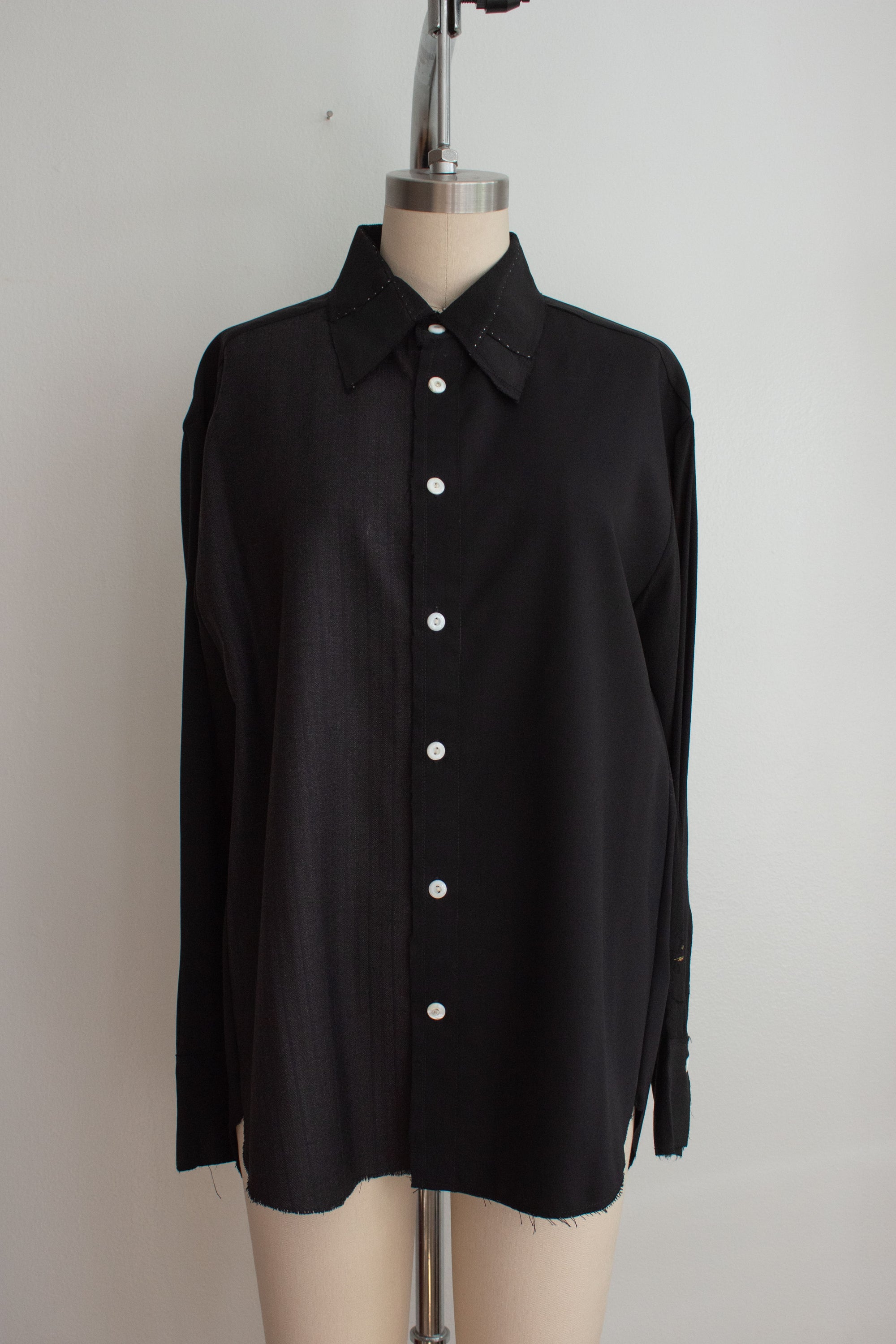 N° 225  paneled pinstripe haori shirt -  S