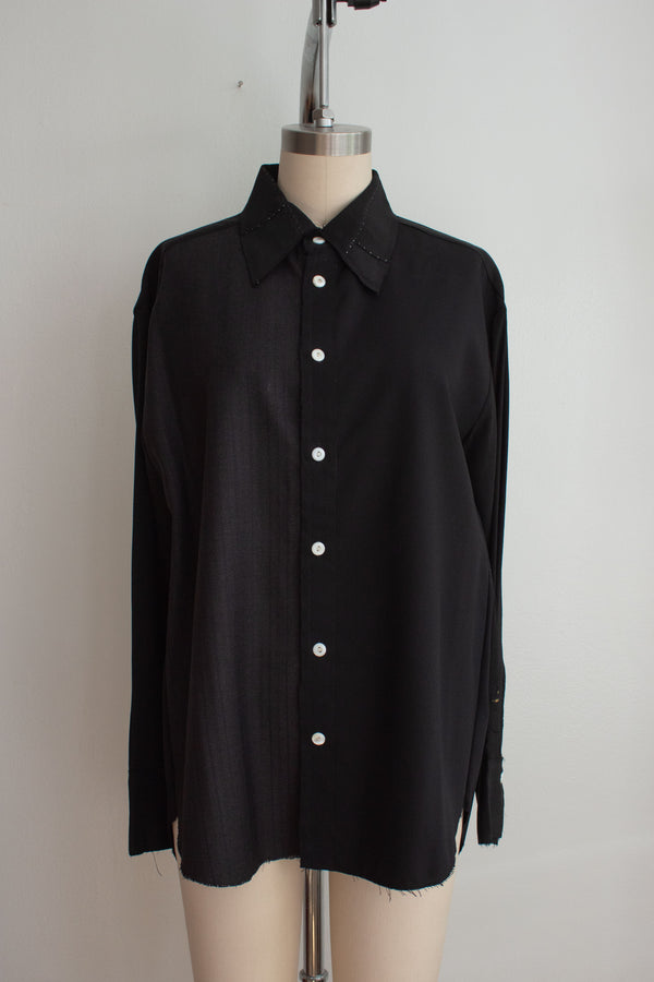 N° 225  paneled pinstripe haori shirt -  S