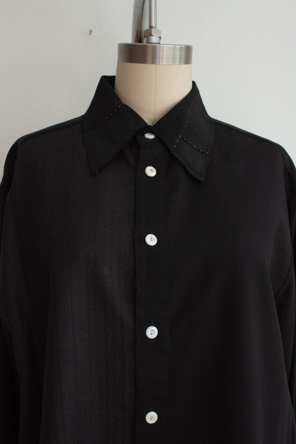 N° 225  paneled pinstripe haori shirt -  S