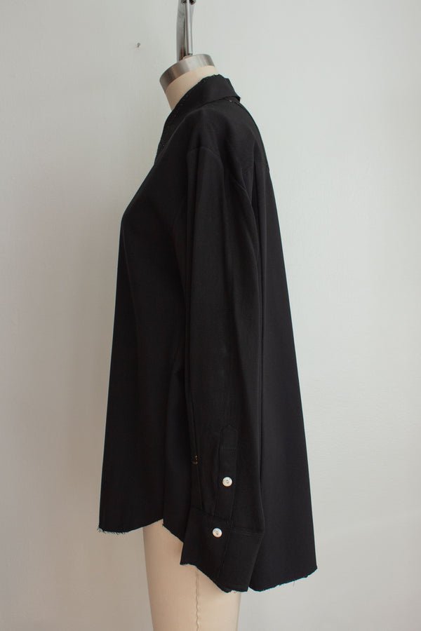 N° 225  paneled pinstripe haori shirt -  S