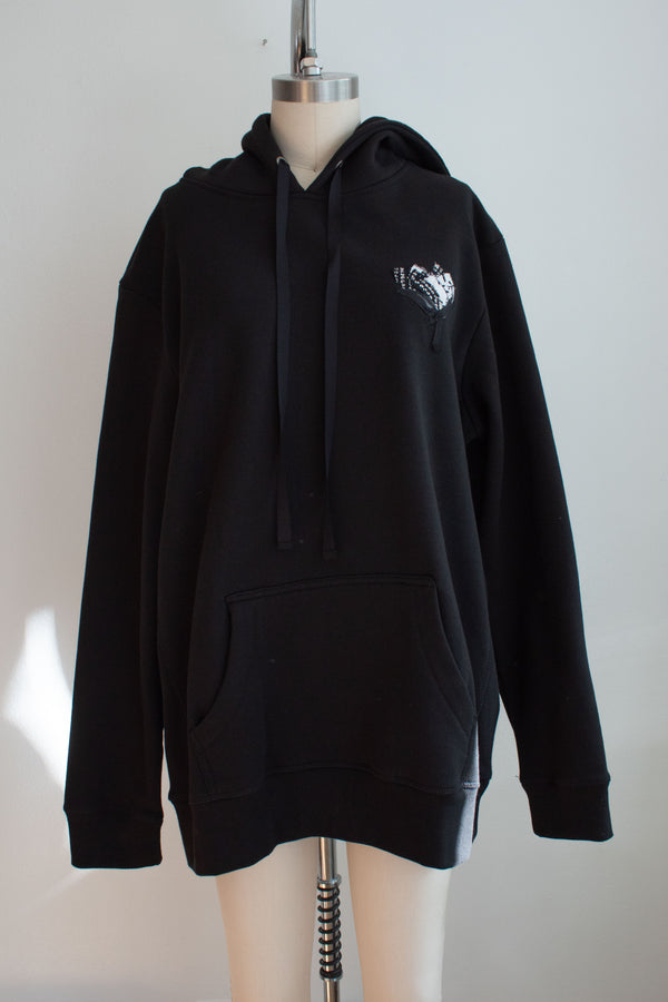 N° 306 pressed flower heavyweight brushed hoodie - sumi black